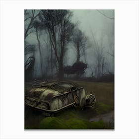 Abandoned Car In The Forest 5 Canvas Print