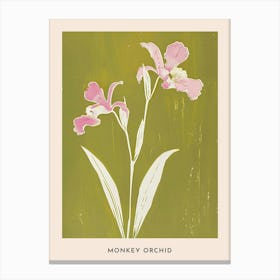Pink & Green Monkey Orchid Flower Poster Canvas Print