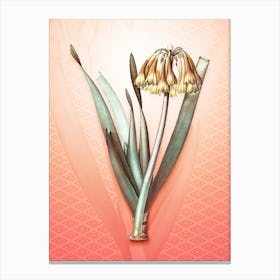 Knysna Lily Vintage Botanical in Peach Fuzz Hishi Diamond Pattern n.0063 Canvas Print