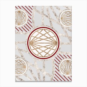 Geometric Abstract Glyph in Festive Gold Silver and Red n.0098 Canvas Print