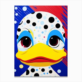 Polka Dot Duckling Vivid Colours Canvas Print