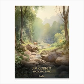 Jim Corbett National Park India Watercolour 3 Canvas Print