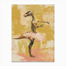 Dinosaur Dancing In A Tutu Pastels 3 Canvas Print