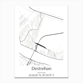 Destrehan,United States Minimalist Map Canvas Print