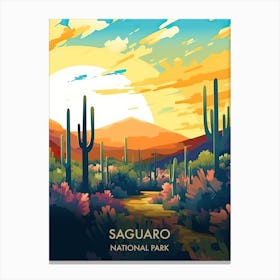 Saguaro National Park Travel Poster Illustration Style 1 Canvas Print