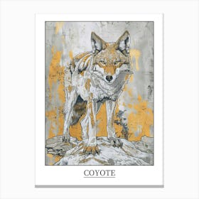 Coyote Precisionist Illustration 4 Poster Canvas Print