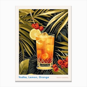 Art Deco Fruity Cocktail 1 Poster Canvas Print