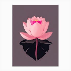 A Pink Lotus In Minimalist Style Vertical Composition 24 Canvas Print