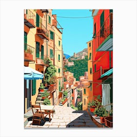 Cinque Terre, Italy, Flat Illustration 2 Canvas Print