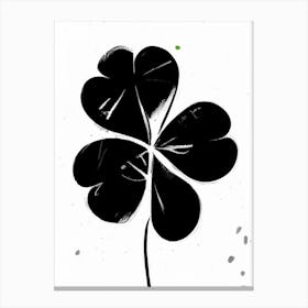 Four Leaf Clover Symbol Black And White Painting Canvas Print