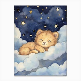 Baby Lion Cub 2 Sleeping In The Clouds Canvas Print