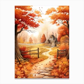 Cute Autumn Fall Scene 22 Canvas Print