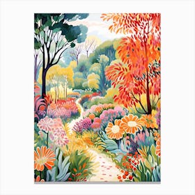 Giverny Gardens, France In Autumn Fall Illustration 2 Canvas Print