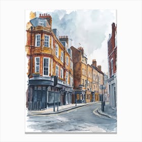 Harrow London Borough   Street Watercolour 3 Canvas Print