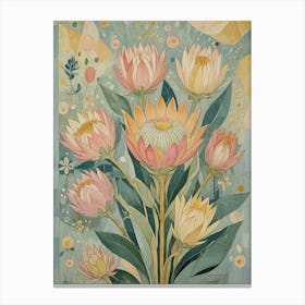 Proteas In Soft Hues Canvas Print