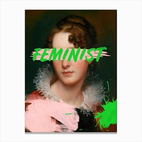 Feminist Lime Black & Pink Canvas Print