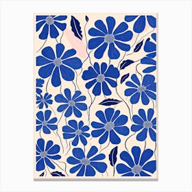 Blue Flowers Pattern 1 Canvas Print
