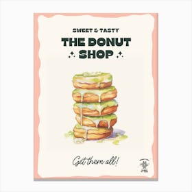 Stack Of Pistachio Donuts The Donut Shop 2 Canvas Print