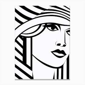 Line Art Inspired By Woman With A Hat By Matisse 1 Canvas Print