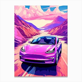 Tesla Model 3 Painting Canvas Print