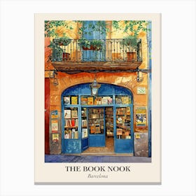 Barcelona Book Nook Bookshop 1 Poster Canvas Print