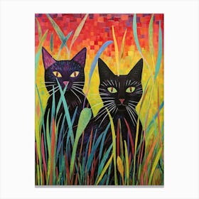 Colourful Cats In The Long Grass 2 Canvas Print