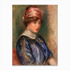 Young Woman In Blue Bust, Pierre Auguste Renoir Canvas Print