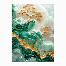 Gold Inlaid Jade Carving Landscape 10 Canvas Print