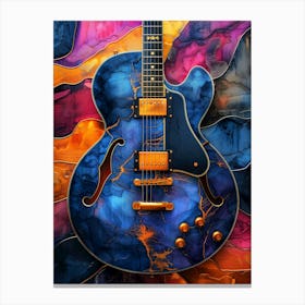 Blue Electric Guitar music art Canvas Print