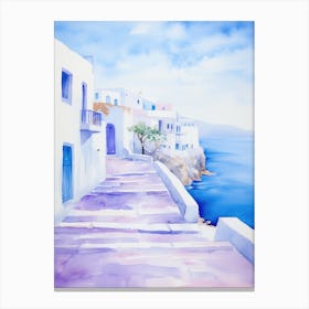 Watercolor Of A Greek Village Canvas Print