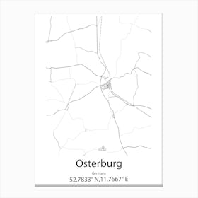 Osterburg,Germany Minimalist Map Canvas Print