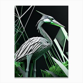Great Blue Heron Polygonal Wireframe 1 Canvas Print