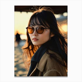 Asian Woman In Sunglasses Canvas Print