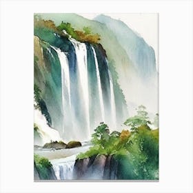 Ban Gioc–Detian Falls, Vietnam And China Water Colour  (1) Canvas Print