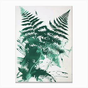 Green Ink Painting Of A Giant Chain Fern 2 Canvas Print