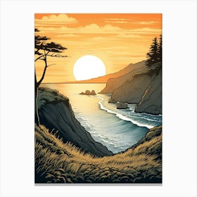 Lost Coast Trail Usa 2 Vintage Travel Illustration Canvas Print