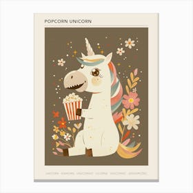 Unicorn Eating Popcorn Muted Pastels 2 Poster Canvas Print