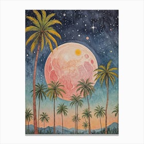 Palm Trees In The Moonlight Canvas Print