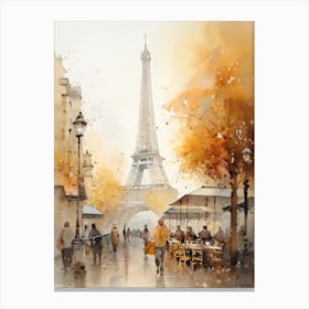 Paris France In Autumn Fall, Watercolour 1 Canvas Print