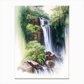Marojejy National Park Waterfall, Madagascar Water Colour  (2) Canvas Print
