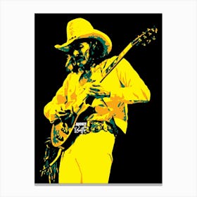 Dickey Betts American Guitarist in Pop ARt Illustration 2 Canvas Print