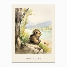 Beatrix Potter Inspired  Animal Watercolour Porcupine 1 Canvas Print