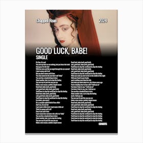 Good luck babe! - Chappell Roan - Lyrics Poster Lienzos