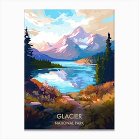 Glacier National Park Travel Poster Illustration Style 5 Canvas Print