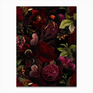 Dark Vintage Rose Garden Canvas Print