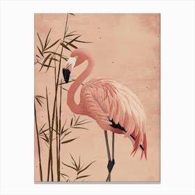 Chilean Flamingo Bamboo Minimalist Illustration 2 Canvas Print