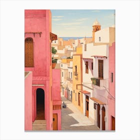 Tangier Morocco 2 Vintage Pink Travel Illustration Canvas Print