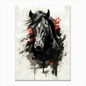 Aesthetic Abstract Watercolor Black Horse Canvas Print