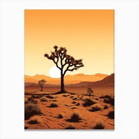 Joshua Tree At Sunrise In The Style Of Gold And Black (3) Canvas Print