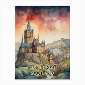 Edinburgh Scotland City Vintage Painting (29) Canvas Print